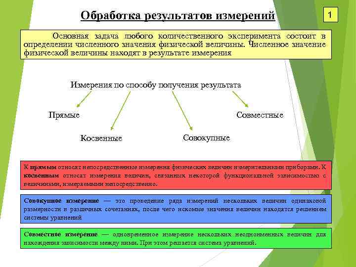 Обработка результатов измерений 1 Основная задача любого количественного эксперимента состоит в определении численного значения