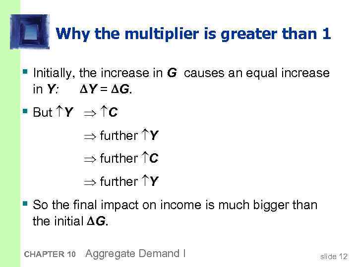 Why the multiplier is greater than 1 § Initially, the increase in G causes