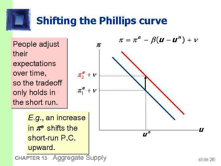 Shifting the Phillips curve People adjust their expectations over time, so the tradeoff only