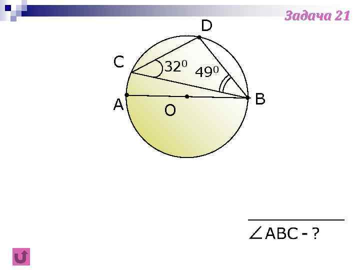 Задача 21 D C A 320 490 O B 