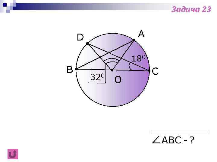 Задача 23 A D 180 B 320 O C 