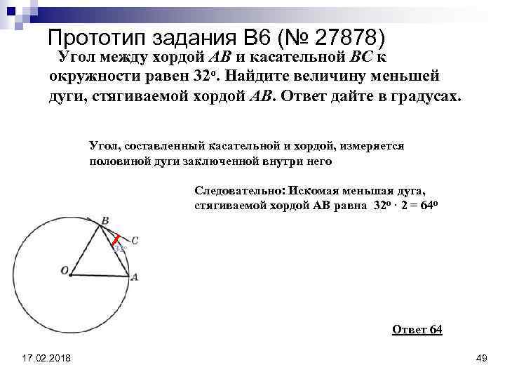 Угол радиуса к касательной