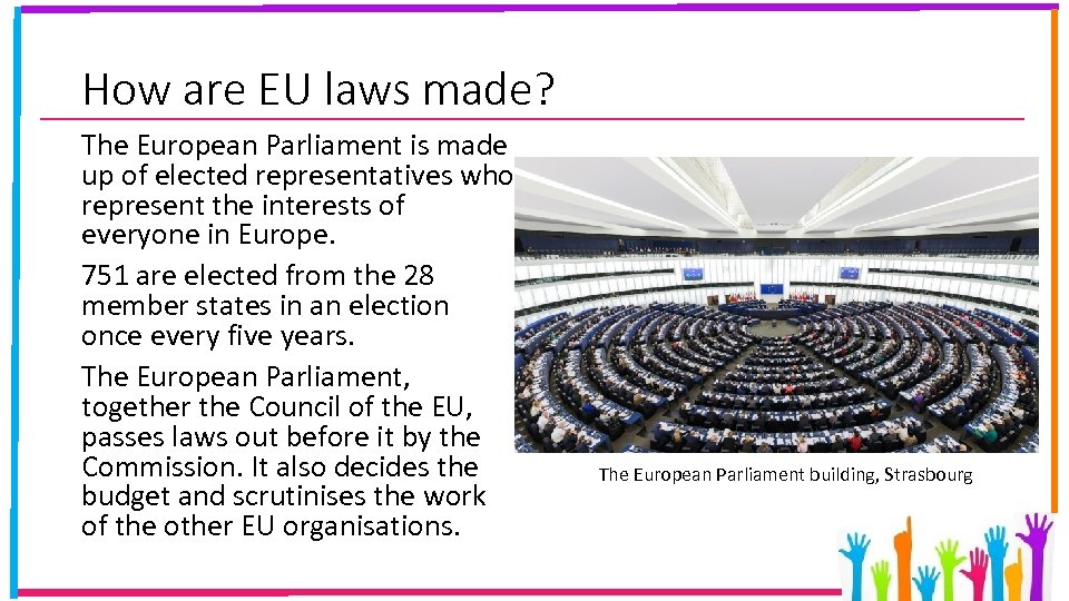 How are EU laws made? The European Parliament is made up of elected representatives