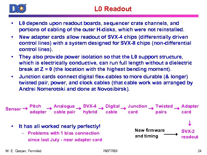 L 0 Readout • • L 0 depends upon readout boards, sequencer crate channels,