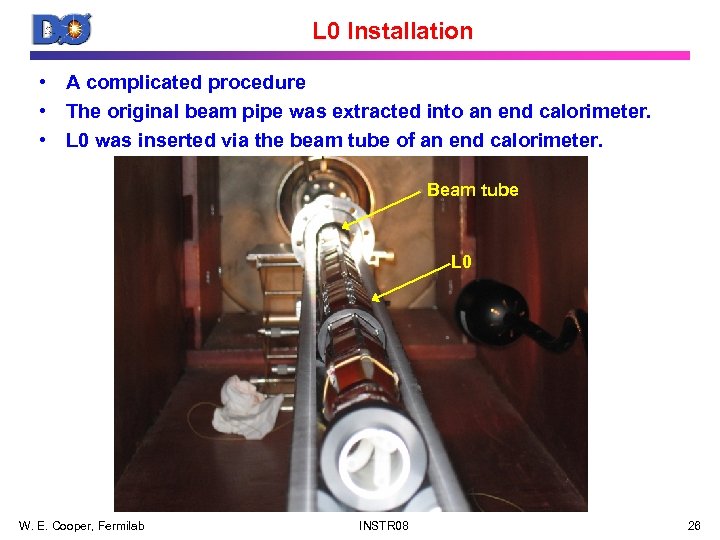 L 0 Installation • A complicated procedure • The original beam pipe was extracted