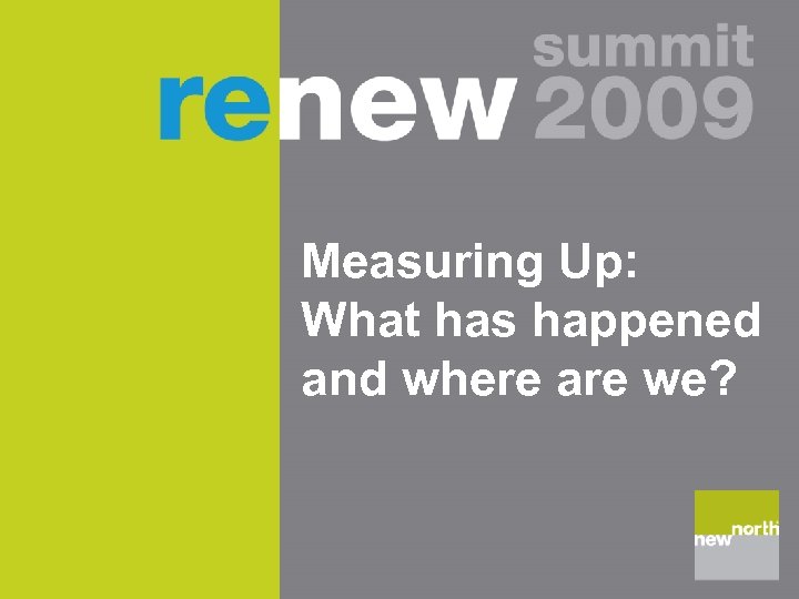 Measuring Up: What has happened and where are we? 