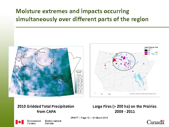Moisture extremes and impacts occurring simultaneously over different parts of the region 2010 Gridded