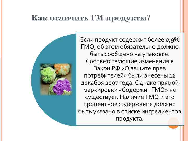 Как отличить ГМ продукты? 