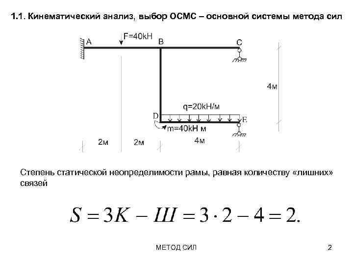 Степень статической неопределимости