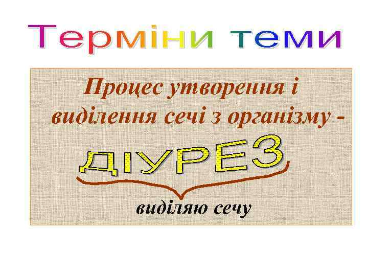 Процес утворення і виділення сечі з організму - виділяю сечу 