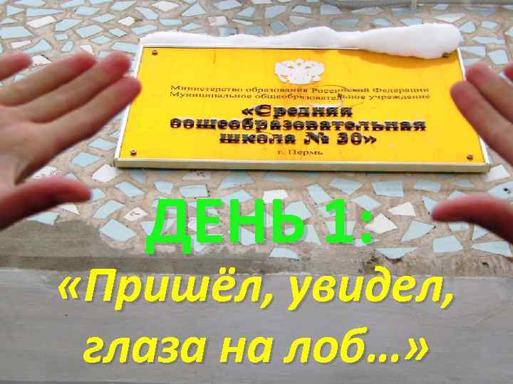 ДЕНЬ 1: «Пришёл, увидел, глаза на лоб…» 