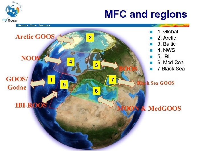 MFC and regions Marine Core Service n Arctic GOOS 2 n n n NOOS