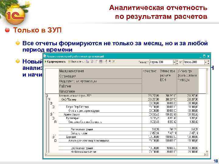 Аналитическая отчетность по результатам расчетов Только в ЗУП Все отчеты формируются не только за