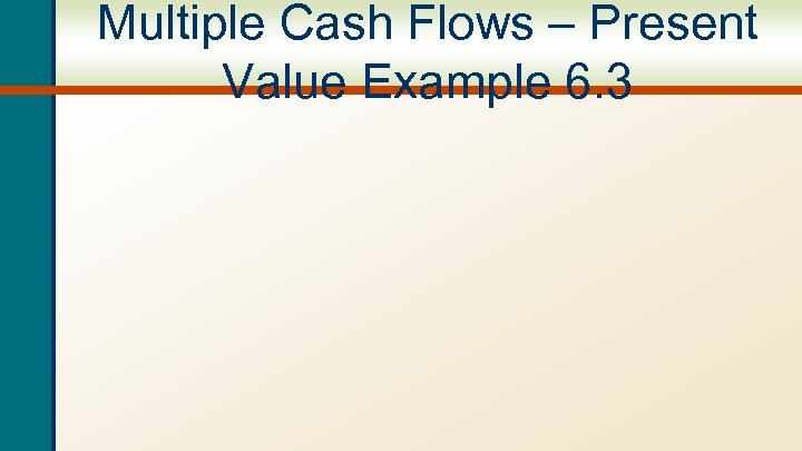 Multiple Cash Flows – Present Value Example 6. 3 