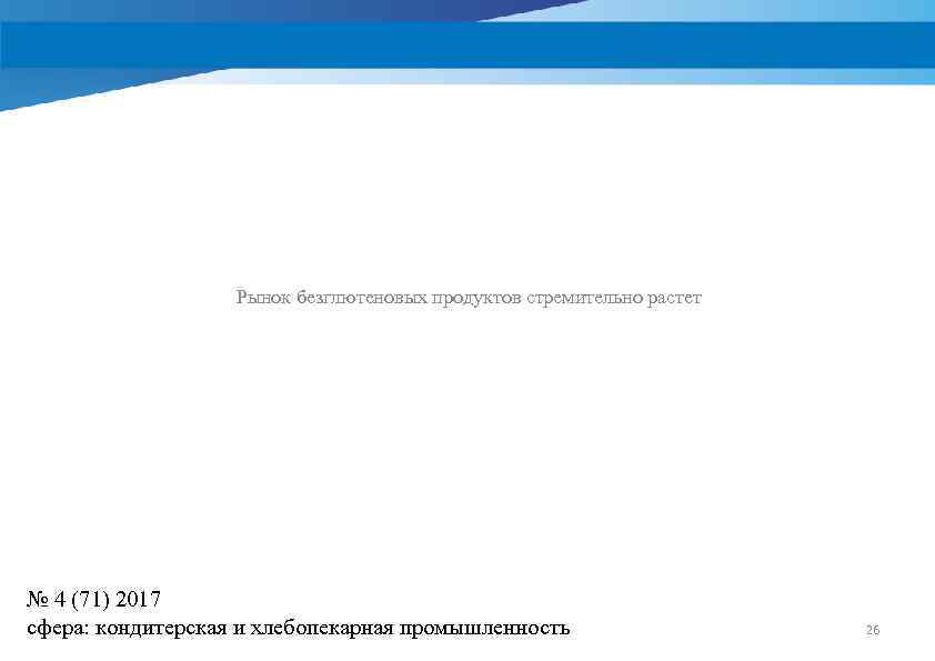 Рынок безглютеновых продуктов стремительно растет № 4 (71) 2017 сфера: кондитерская и хлебопекарная промышленность