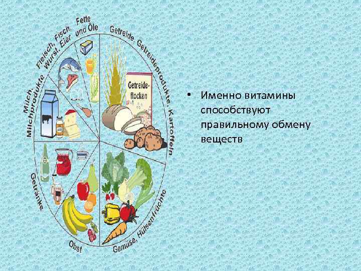  • Именно витамины способствуют правильному обмену веществ 