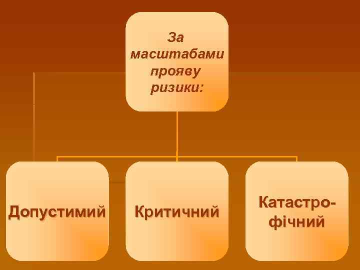 За масштабами прояву ризики: Допустимий Критичний Катастрофічний 