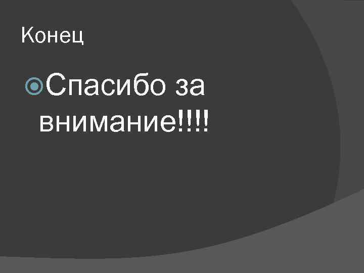 Конец Спасибо за внимание!!!! 