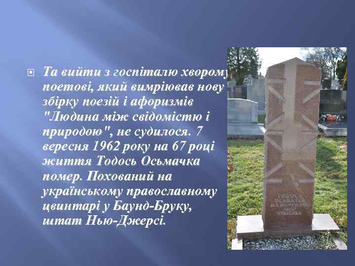  Та вийти з госпіталю хворому поетові, який вимріював нову збірку поезій і афоризмів