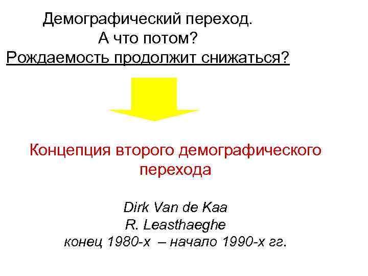 Демографический переход. А что потом? Рождаемость продолжит снижаться? Концепция второго демографического перехода Dirk Van
