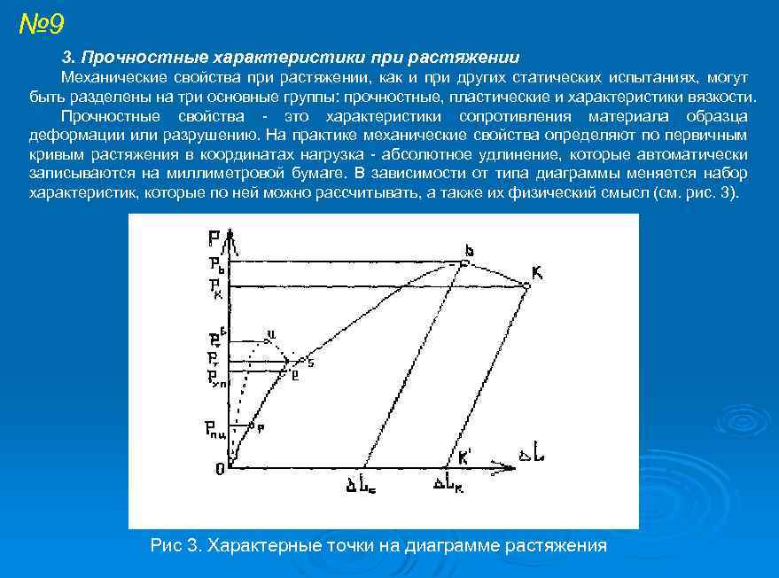 № 9 3. Прочностные характеристики при растяжении Механические свойства при растяжении, как и при