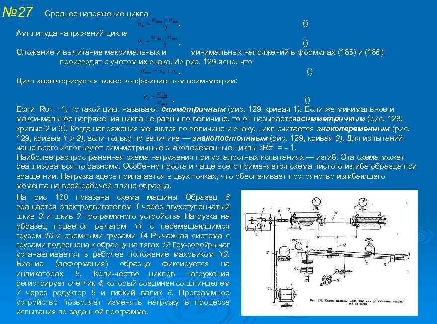 № 27 Среднее напряжение цикла. () Амплитуда напряжений цикла. () Сложение и вычитание максимальных