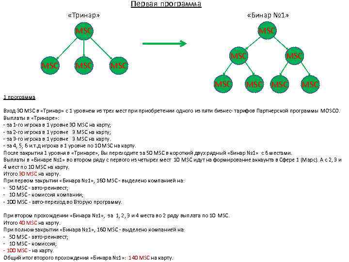 Первая программа «Тринар» MSC «Бинар № 1» MSC MSC MSC 1 программа Вход 30