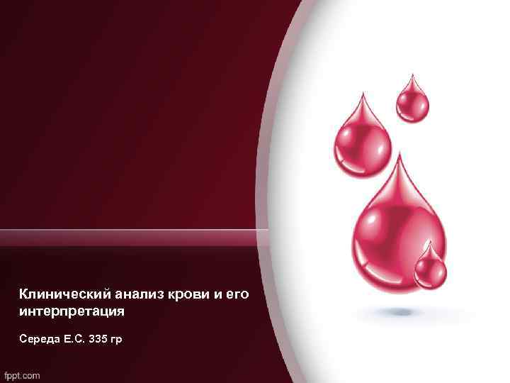 Клинический анализ крови и его интерпретация Середа Е. С. 335 гр 