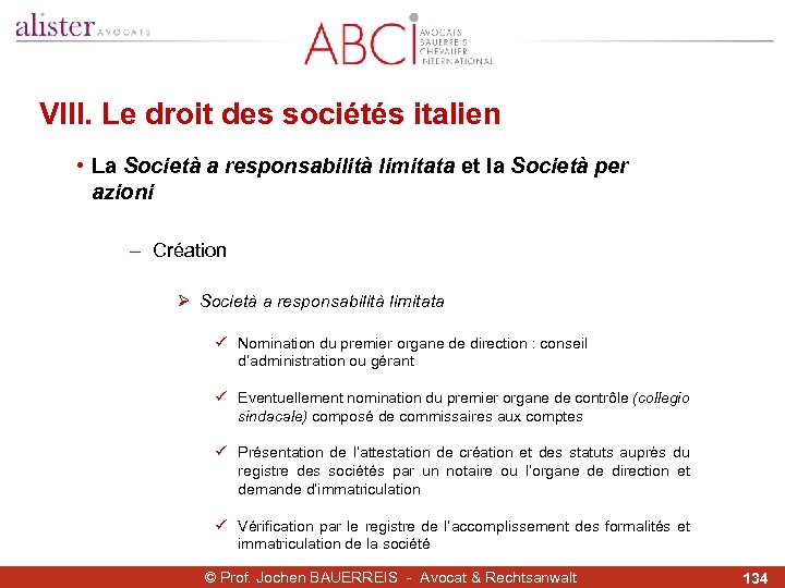 VIII. Le droit des sociétés italien • La Società a responsabilità limitata et la