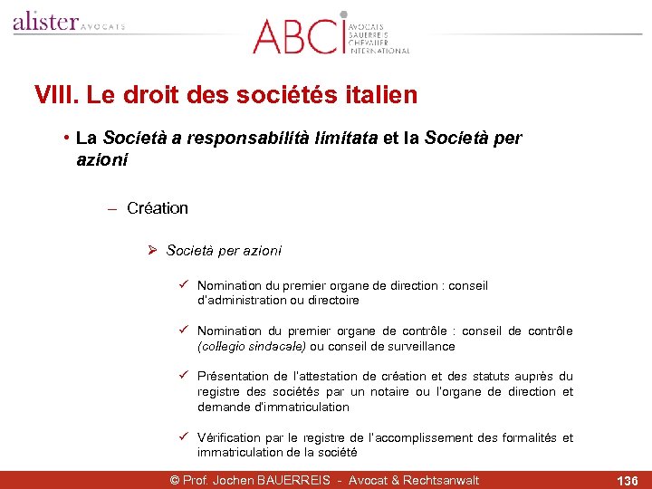 VIII. Le droit des sociétés italien • La Società a responsabilità limitata et la