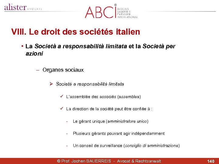 VIII. Le droit des sociétés italien • La Società a responsabilità limitata et la