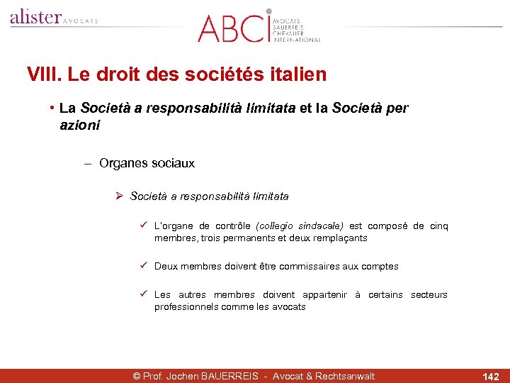 VIII. Le droit des sociétés italien • La Società a responsabilità limitata et la