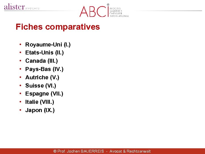 Fiches comparatives • • • Royaume-Uni (I. ) Etats-Unis (II. ) Canada (III. )