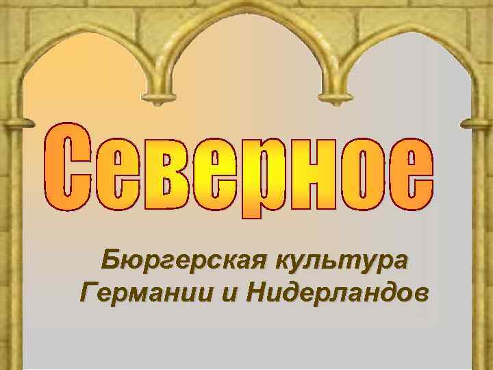 Бюргерская культура Германии и Нидерландов 