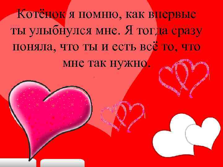 Котёнок я помню, как впервые ты улыбнулся мне. Я тогда сразу поняла, что ты