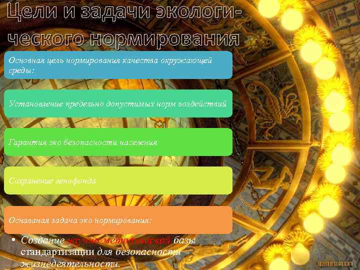 Цели и задачи экологического нормирования Основная цель нормирования качества окружающей среды: Установление предельно допустимых