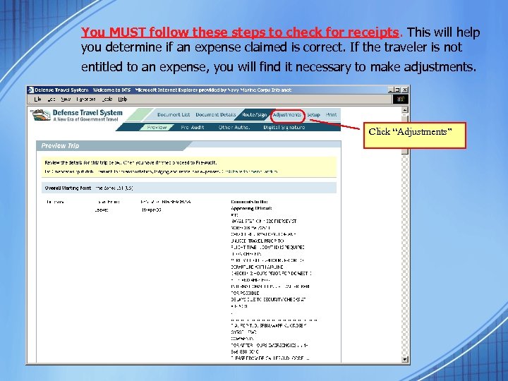 You MUST follow these steps to check for receipts. This will help you determine