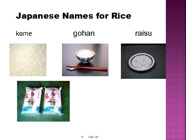 Japanese Names for Rice kome gohan 41 COM 340 raisu 