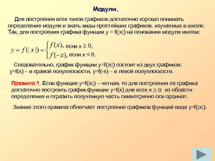 Модули. Для построения всех типов графиков достаточно хорошо понимать определение модуля и знать виды
