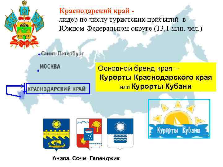Краснодарский край - лидер по числу туристских прибытий в Южном Федеральном округе (13, 1