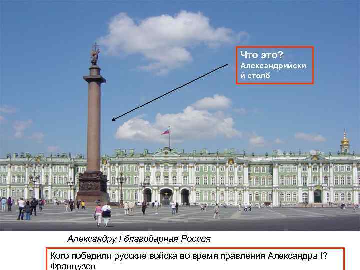 Что это? Александрийски й столб Александру I благодарная Россия Кого победили русские войска во