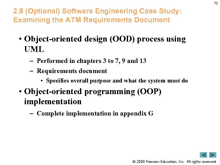 73 2. 8 (Optional) Software Engineering Case Study: Examining the ATM Requirements Document •