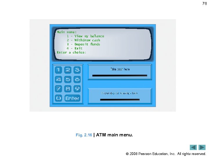 76 Fig. 2. 16 | ATM main menu. 2006 Pearson Education, Inc. All rights