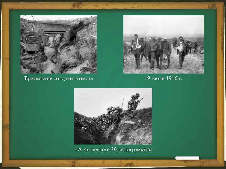 Британские солдаты в окопе 19 июля 1916 г. «А за плечами 30 килограммов» 