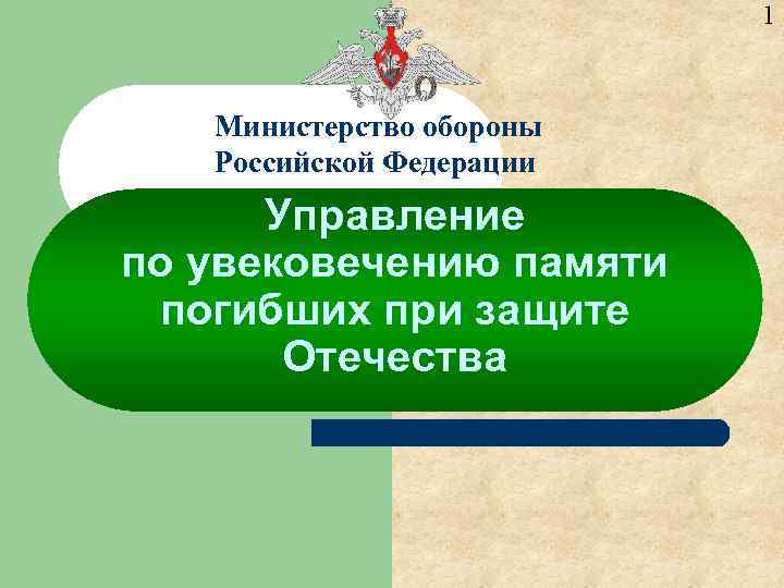 1 Министерство обороны Российской Федерации Управление по увековечению памяти погибших при защите Отечества 
