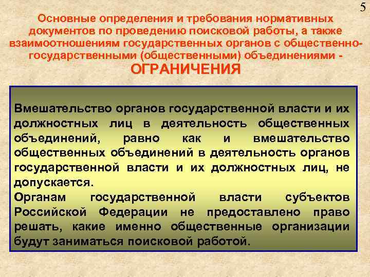 5 Основные определения и требования нормативных документов по проведению поисковой работы, а также взаимоотношениям