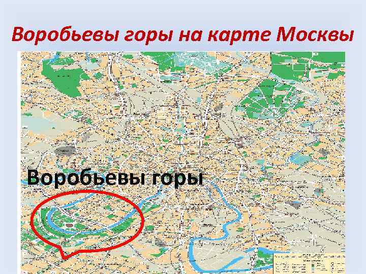 Воробьевы горы на карте Москвы Воробьевы горы 