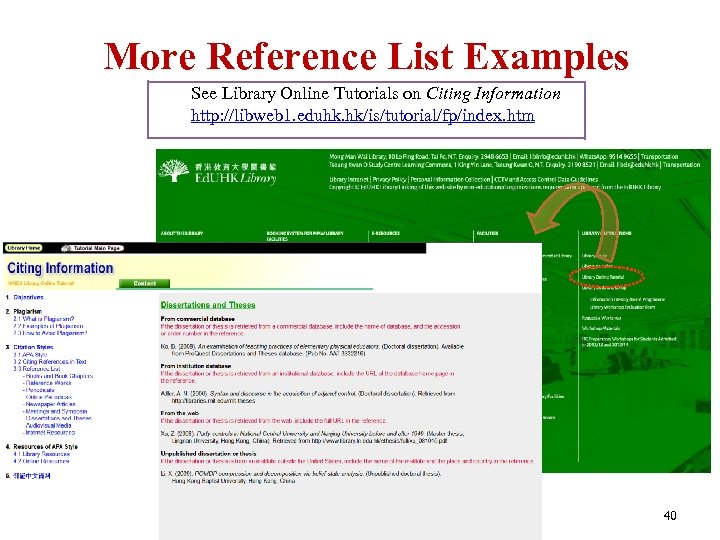 More Reference List Examples See Library Online Tutorials on Citing Information http: //libweb 1.