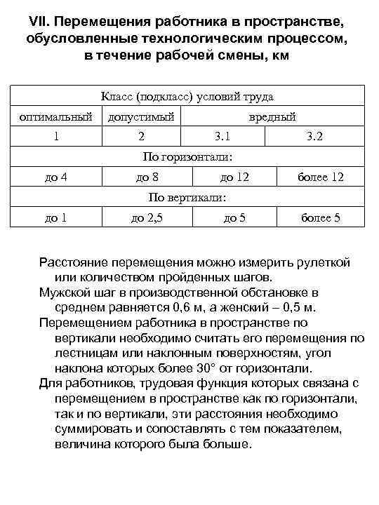 Перемещение в течение рабочей смены