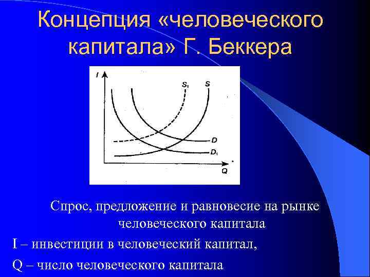 Концепция «человеческого капитала» Г. Беккера Спрос, предложение и равновесие на рынке человеческого капитала I